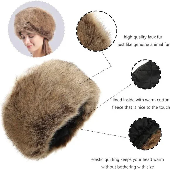Women’s Winter Faux Fur Cossak Russian Style Hat Warm Cap Frost Protection - Picture 6 of 7